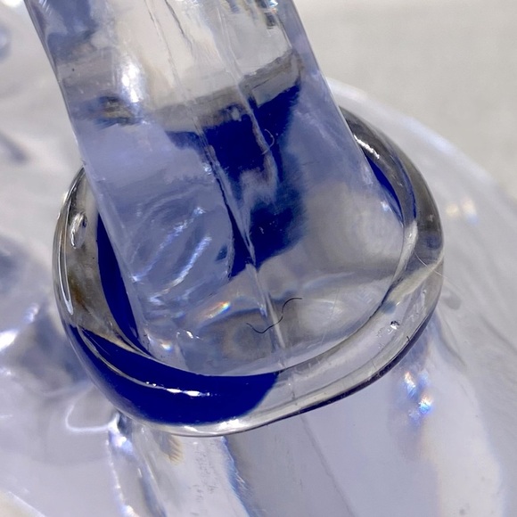 Vintage Art Glass Handmade Blue White & Copper Glitter Band Ring - Picture 4 of 12